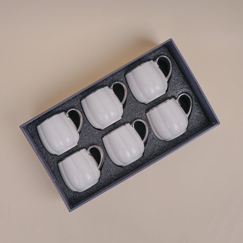 Buy Magina White Ceramic Cup (180 ML) - Set Of Six Mug from Vaaree