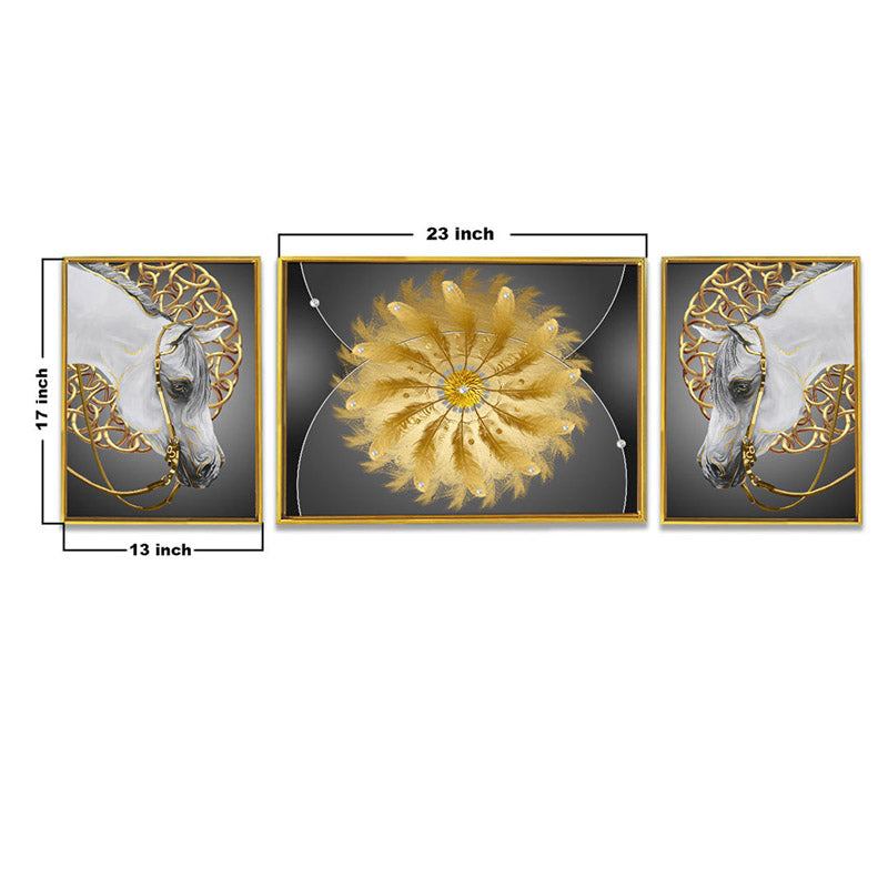 Buy Frin Golden Wall Art - Set Of Three Wall Art & Paintings from Vaaree