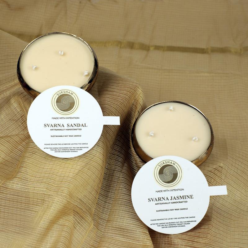 Buy Enchanta Sandalwood and Jasmine Scented Candle - Set Of Two Candles from Vaaree