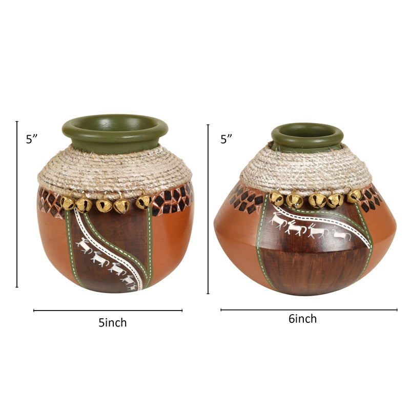 Buy Ambra Terracotta Vase - Two Piece Set Vase from Vaaree