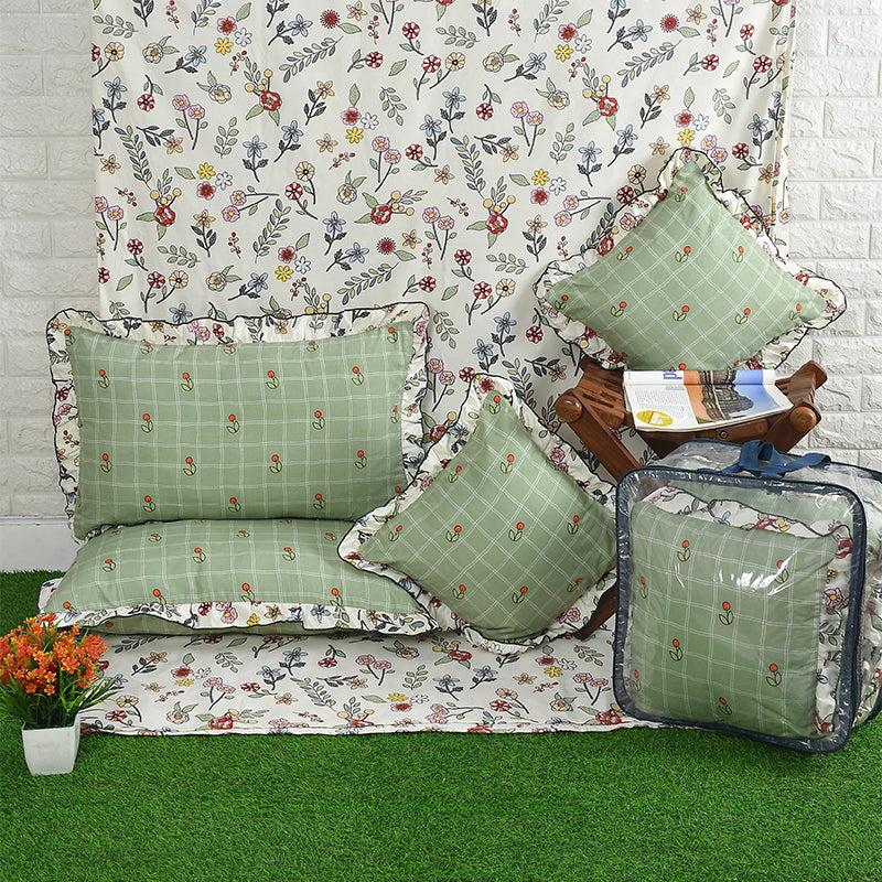 Buy Natura Frilled Floral Bedding Set - Five Piece Set Bedding Set from Vaaree