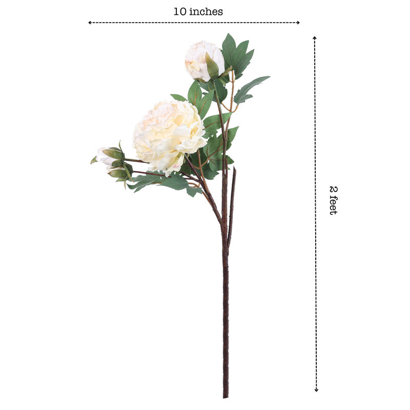 Buy Faux Realistic Peony Flower Stick - White Artificial Flowers from Vaaree