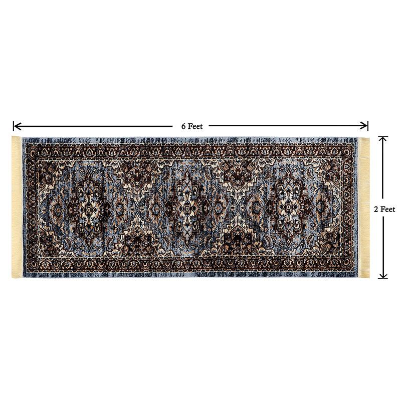 Buy Nikha Ethnic Runner Rug - Light Blue Runner Rug from Vaaree