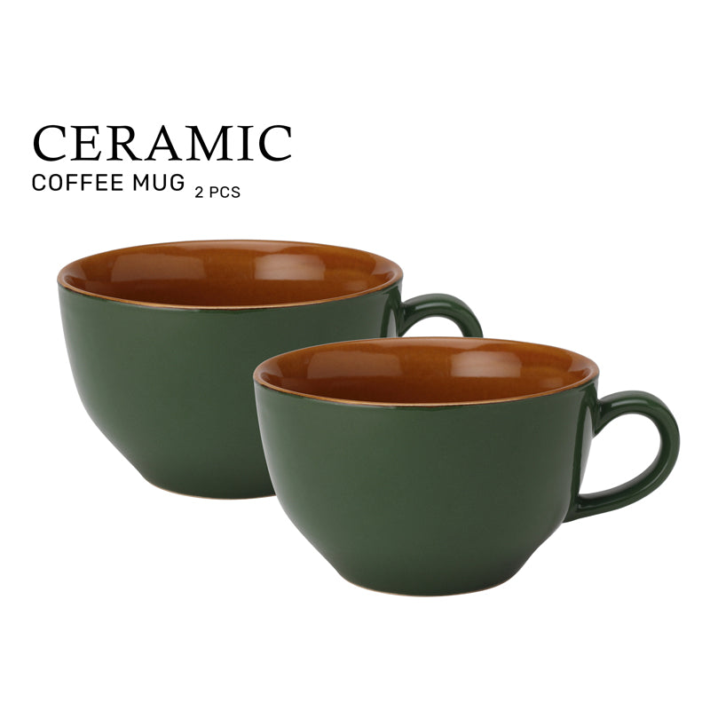 Buy Ruby Green Ceramic Mug (350 ML) - Set Of Two Mug & Tea Cup from Vaaree