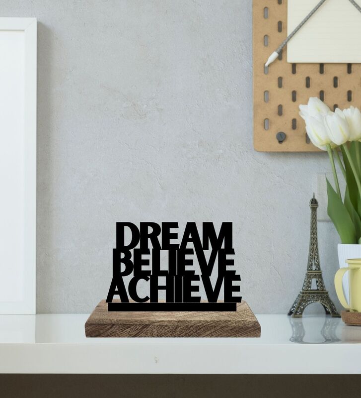 Buy Achieve through Action Typography Showpiece - Set Of Two Showpieces from Vaaree