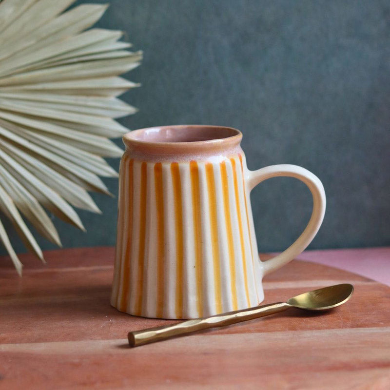 Buy Rogo Stripe Mug (350 ML) - Yellow Mug & Tea Cup from Vaaree