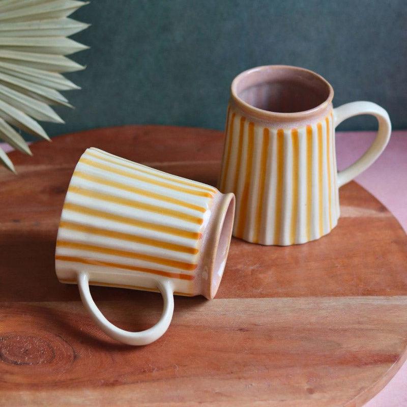 Buy Rogo Stripe Mug (350 ML) - Yellow Mug & Tea Cup from Vaaree