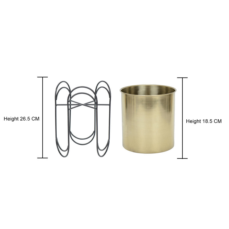 Buy Vyra Stainless Steel Planter - Gold & Black Pots & Planters from Vaaree