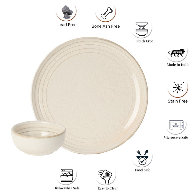 Buy Estia Dinner Set (Spanish White) - Eight Piece Set Dinner Set from Vaaree