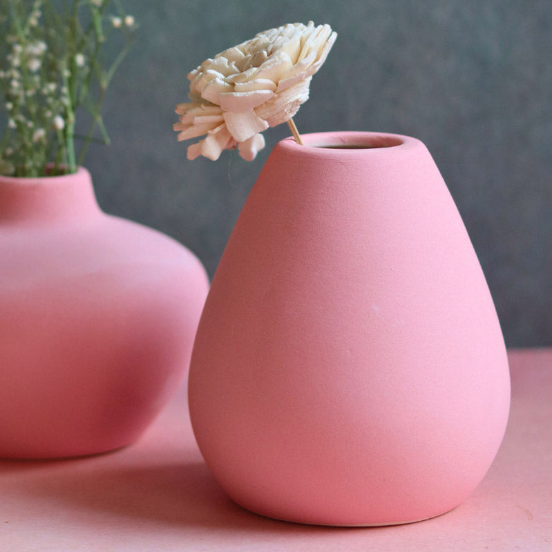 Buy Yelena Orla Ceramic Vase (Pink) - Two Piece Set Vase from Vaaree