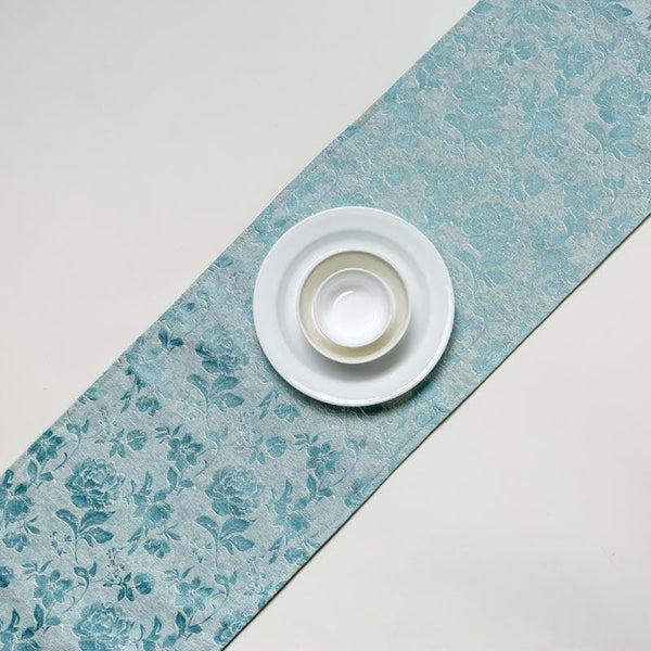 Buy Italian Rose Jacquard Table Runner- Turquoise at Vaaree online | Beautiful Table Runner to choose from