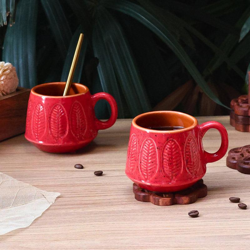 Buy Bergo Red & Green Cup (200 ML) - Set of Two Mug & Tea Cup from Vaaree