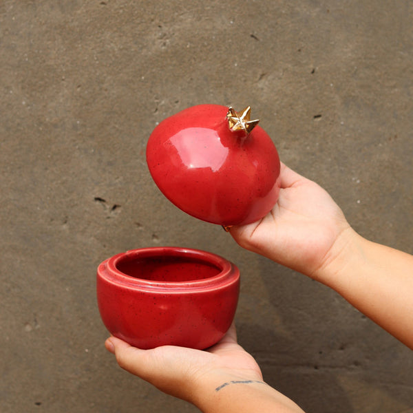 Anar Red & Maroon Ceramic Jar (200 ML) - Set Of Two