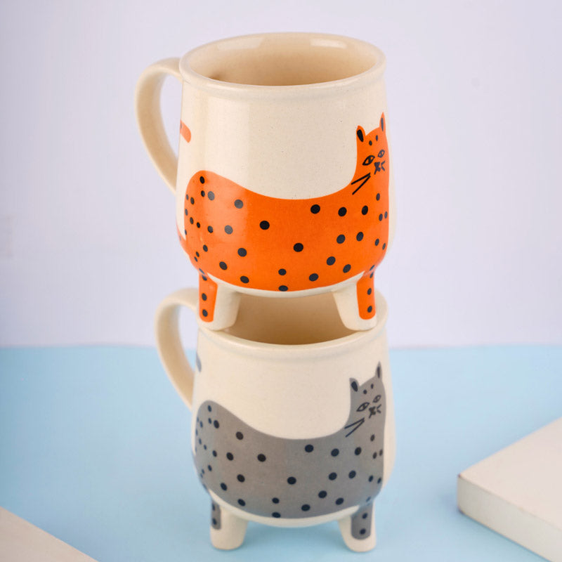 Buy Polka Cat Cup (250 ML) - Set of Two Mug & Tea Cup from Vaaree