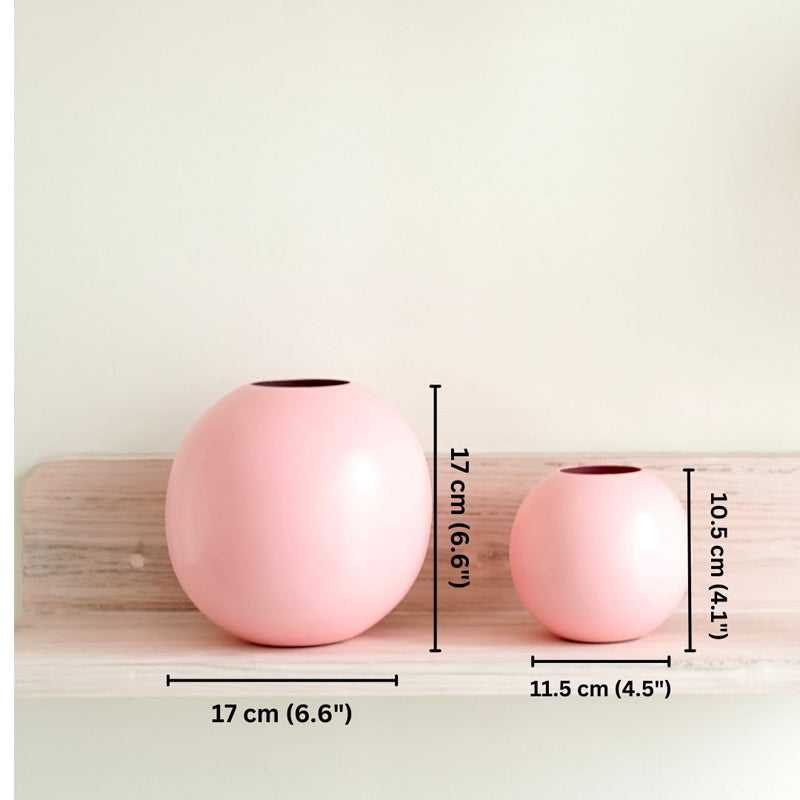 Buy Zurmo Round Metal Vase (Pink) - Set Of Two Vase from Vaaree