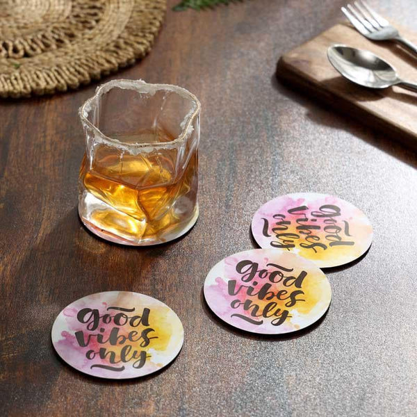 Buy Good Vibes Only Coaster - Set Of Four at Vaaree online | Beautiful Coaster to choose from