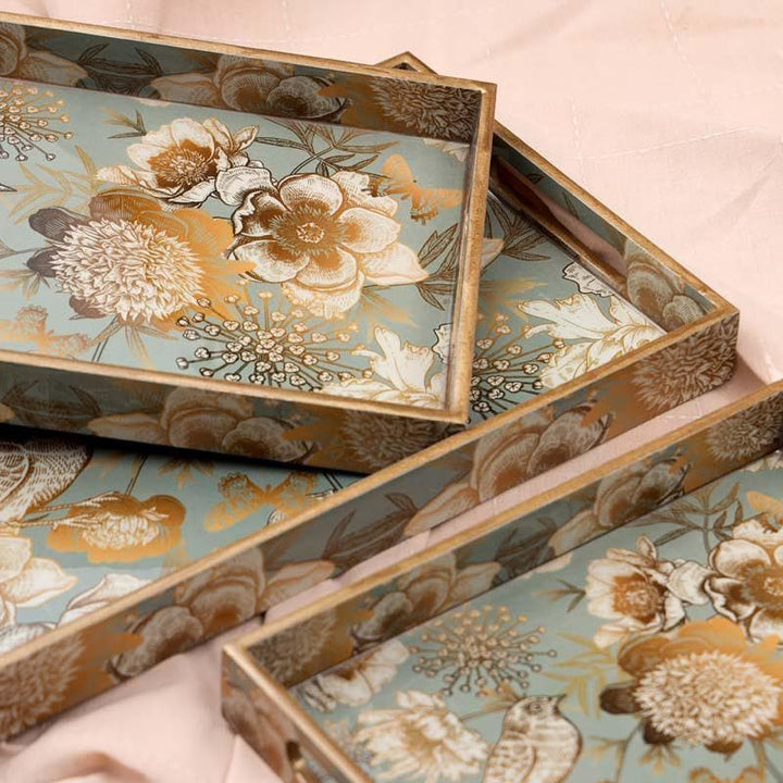 Buy Sequeel Serving Tray (Teal) - Set Of Three at Vaaree online | Beautiful Tray to choose from