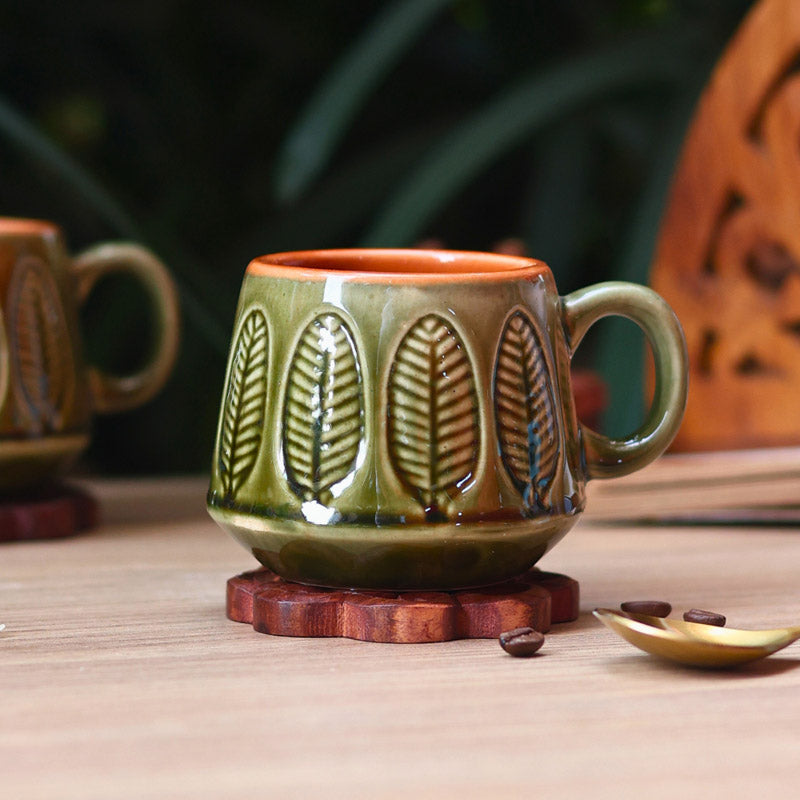 Buy Bergo Red & Green Cup (200 ML) - Set of Two Mug & Tea Cup from Vaaree