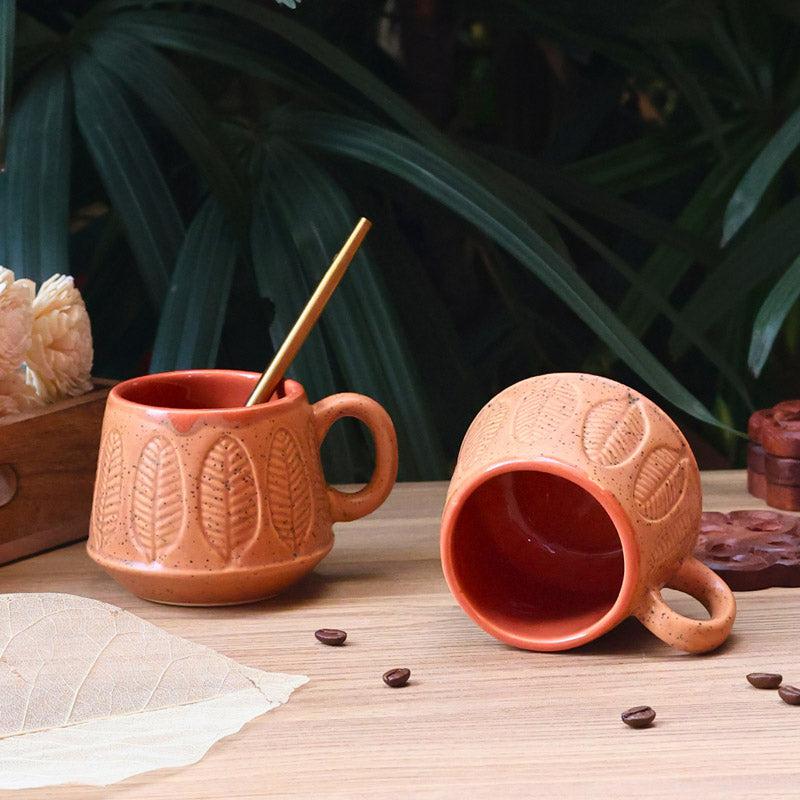 Buy Bergo White & Peach Cup (200 ML) - Set of Two Mug & Tea Cup from Vaaree