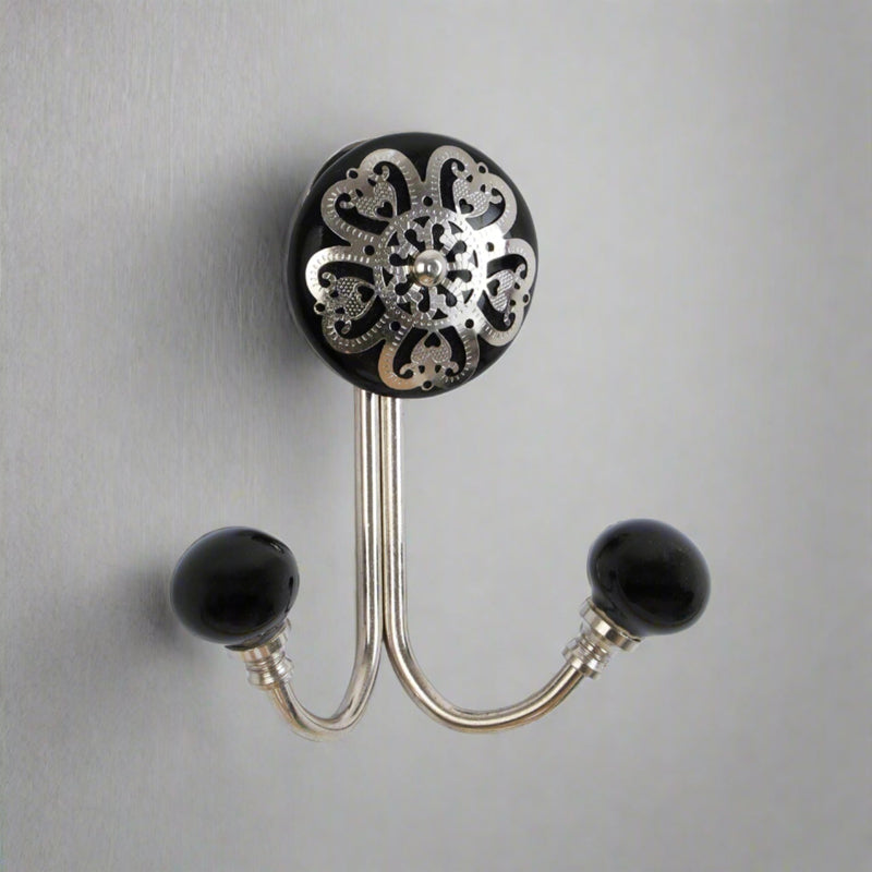 Buy Rana Floral Filigree Wall Hook - Black Hooks & Key Holders from Vaaree