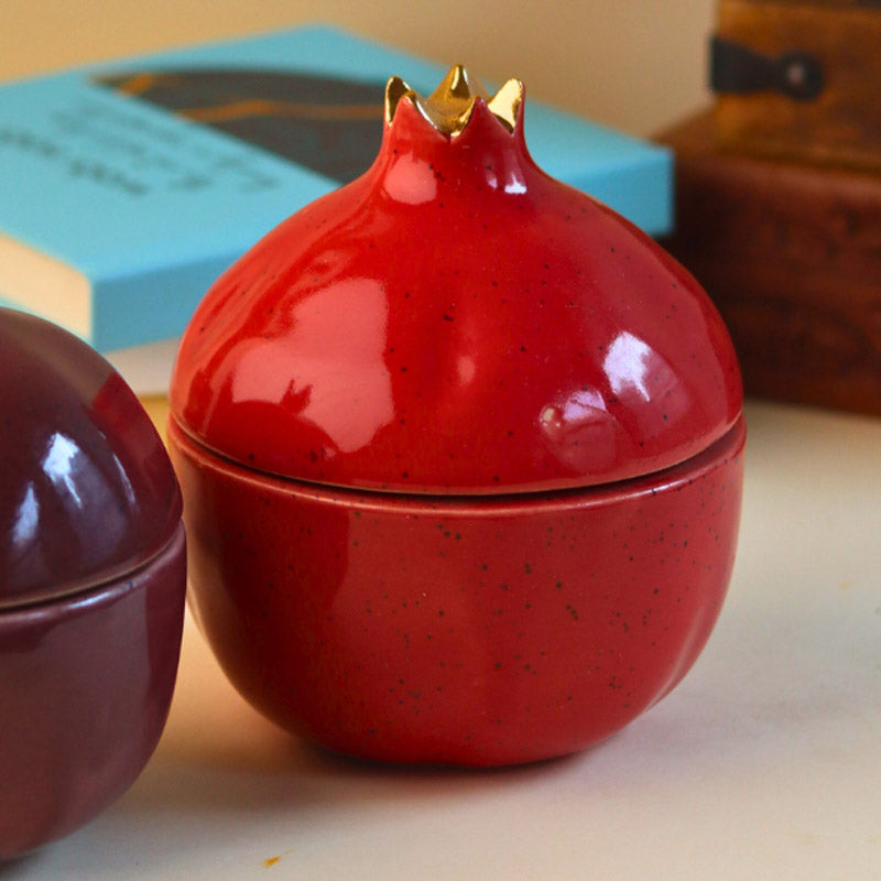 Buy Anar Red & Maroon Ceramic Jar (200 ML) - Set Of Two Jar from Vaaree