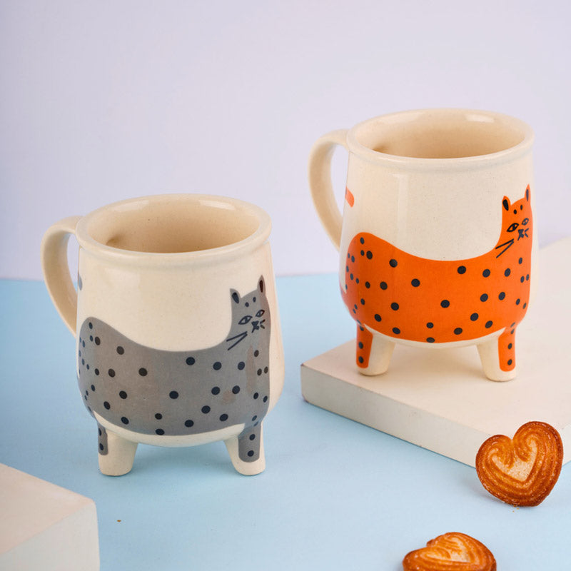 Buy Polka Cat Cup (250 ML) - Set of Two Mug & Tea Cup from Vaaree