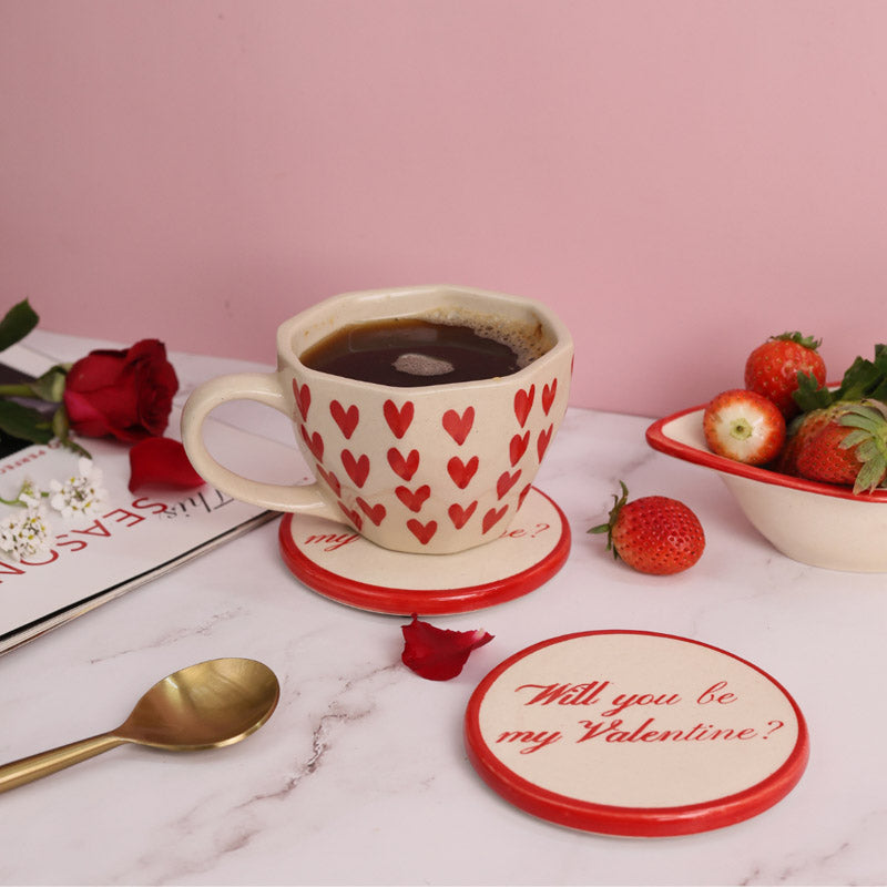 Buy Hearty Text Cup & Coaster - Two Piece Set Mug & Tea Cup from Vaaree