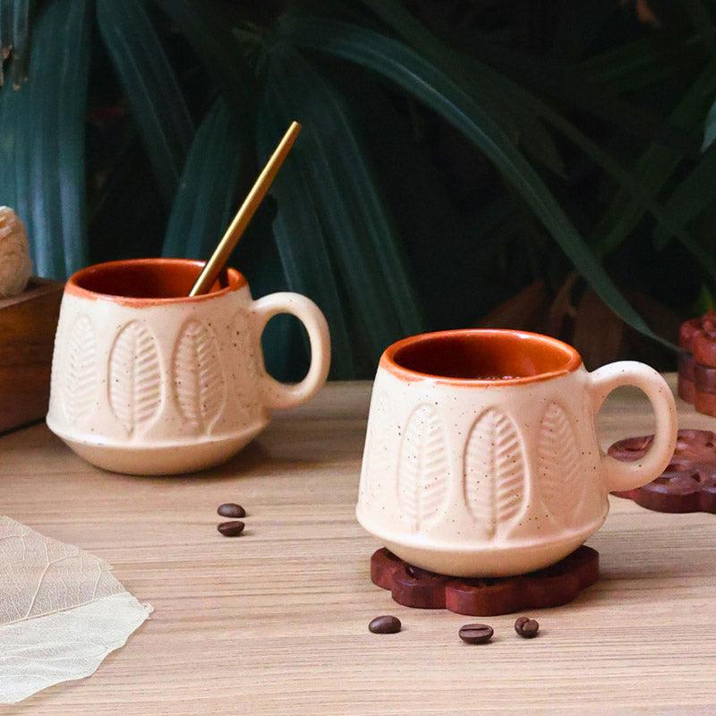 Buy Bergo White & Peach Cup (200 ML) - Set of Two Mug & Tea Cup from Vaaree