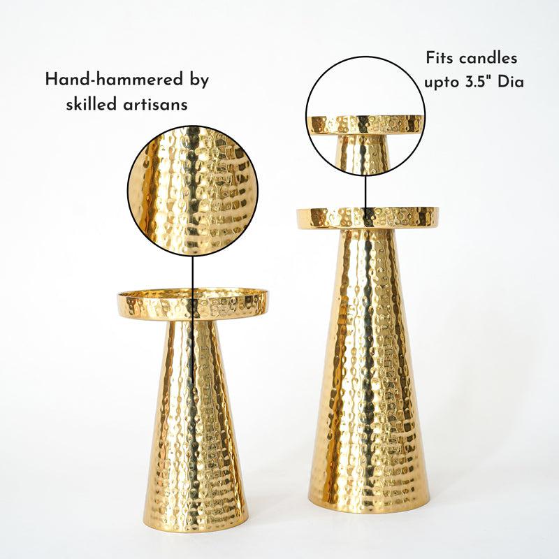 Buy Arwen Hammered Candle Holder - Set Of Two Candle Holders from Vaaree