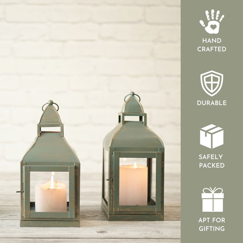 Buy Vilara Lantern Tealight Candle Holder (Green) - Set Of Two Tea Light Candle Holders from Vaaree