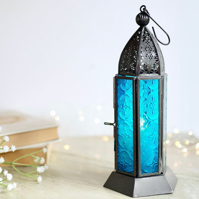 Buy Inthiya Lantern Tealight Candle Holder - Blue Tea Light Candle Holders from Vaaree