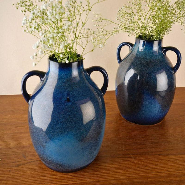 Buy Starsa Ceramic Vase (Blue) - Set Of Two Vase from Vaaree