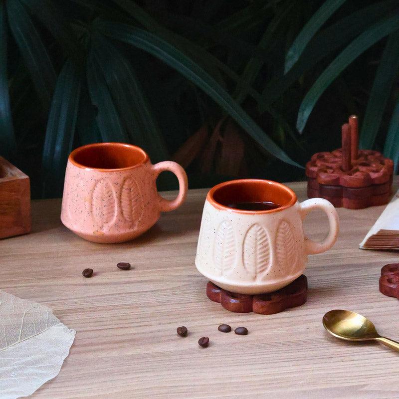 Buy Bergo White & Peach Cup (200 ML) - Set of Two Mug & Tea Cup from Vaaree