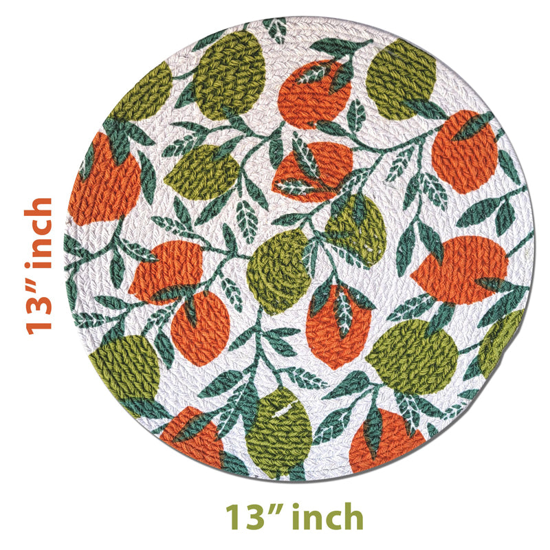 Table Mat - Fruity Farm Placemat - Green & Rust