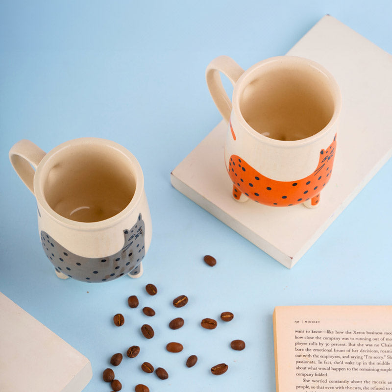 Buy Polka Cat Cup (250 ML) - Set of Two Mug & Tea Cup from Vaaree