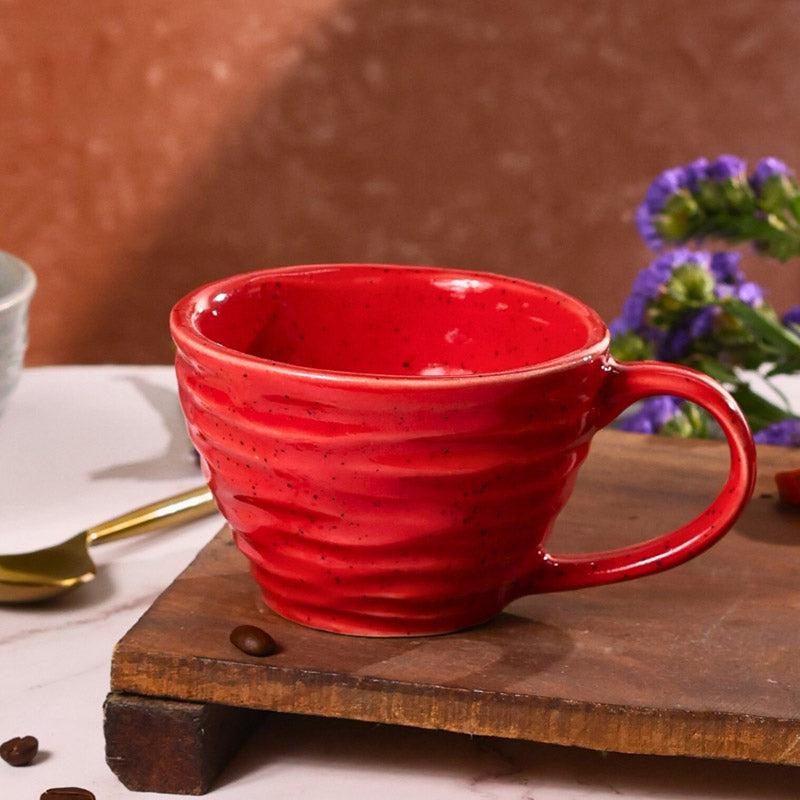 Buy Mayla Grey & Red Cup (220 ML) - Set of Two Mug & Tea Cup from Vaaree