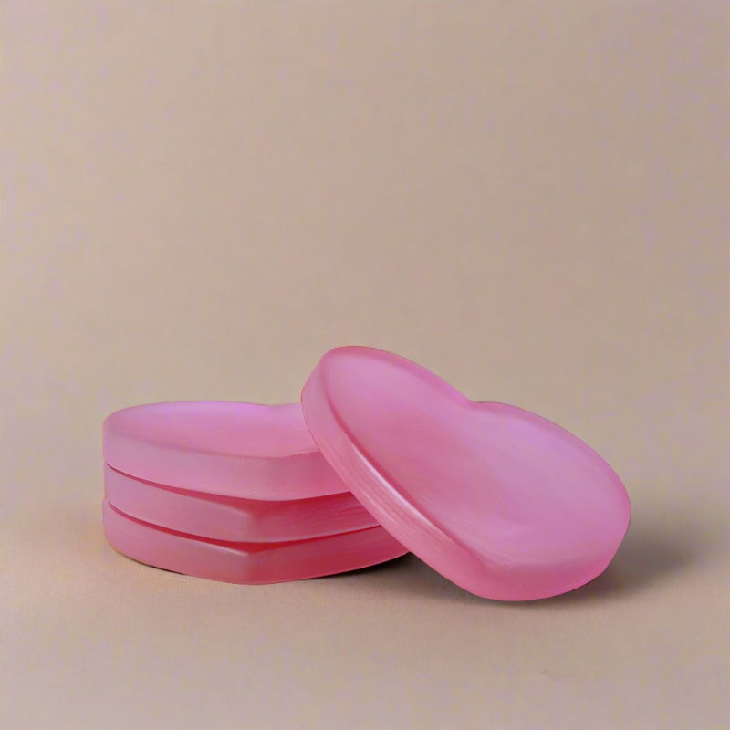 Buy Glossy Hearty Mist Glass Coaster (Pink) - Set Of Four Coasters from Vaaree