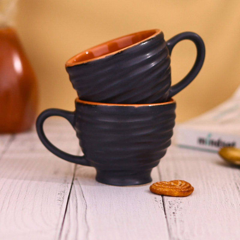 Buy Mayla Navy Torrent & Brown Cup (120 ML) - Set of Two Mug & Tea Cup from Vaaree