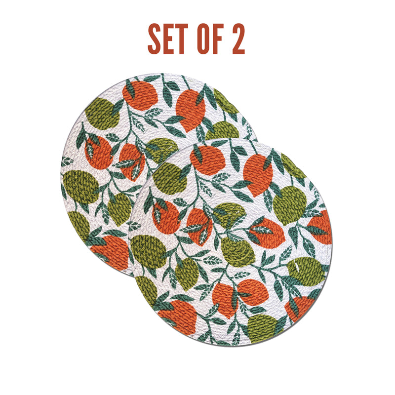 Table Mat - Fruity Farm Placemat - Green & Rust