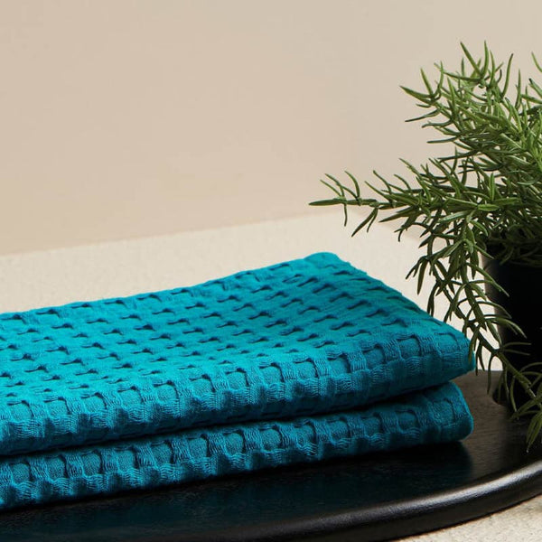 Buy Alyssa Waffle Hand Towel (Blue) - Set Of Two Hand & Face Towels from Vaaree