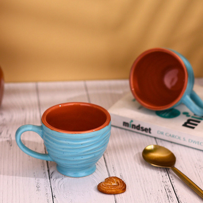 Buy Mayla White & Blue Cup (120 ML) - Set of Two Mug & Tea Cup from Vaaree