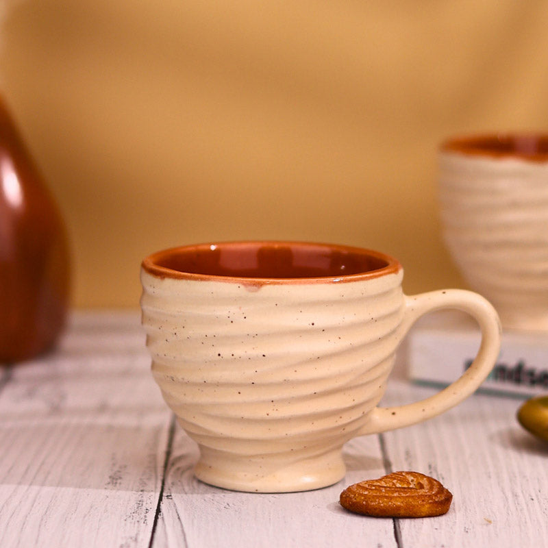 Buy Mayla Brown & Cream Cup (120 ML) - Set of Two Mug & Tea Cup from Vaaree