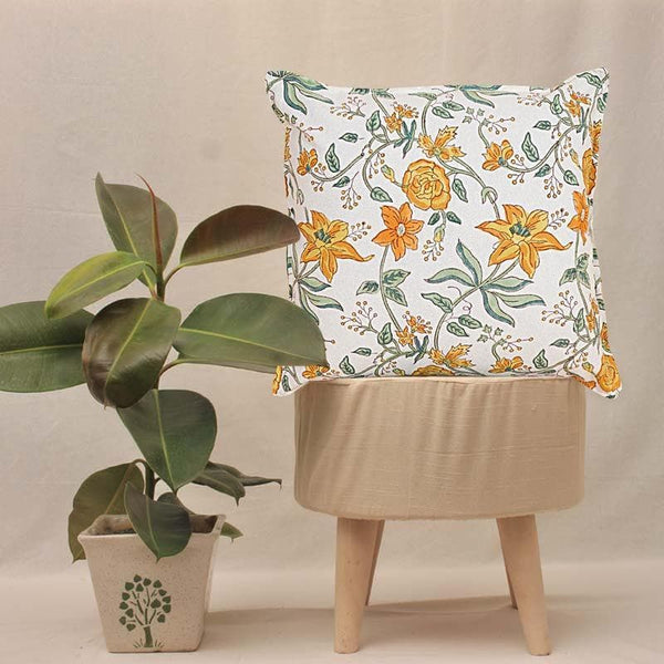 Buy Ijya Floral Cushion Cover - Yellow at Vaaree online | Beautiful Cushion Covers to choose from