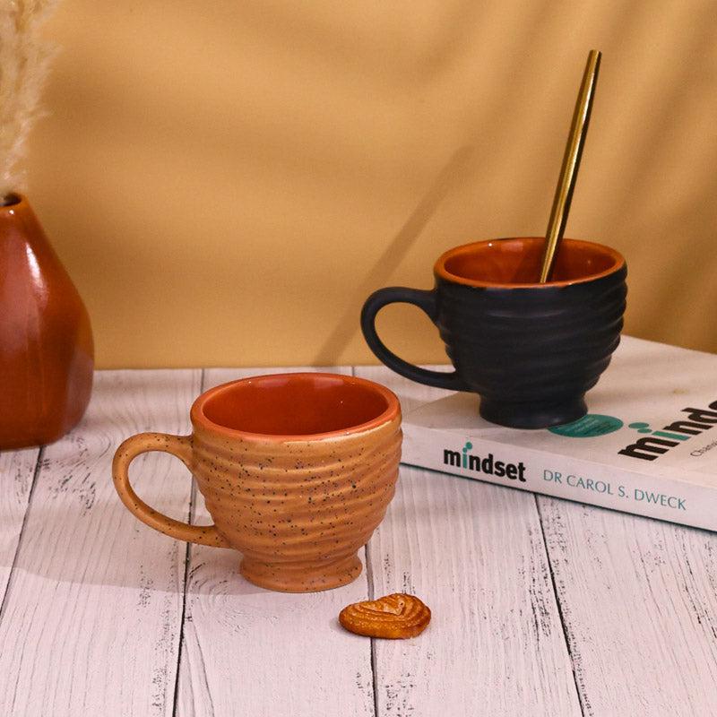 Buy Mayla Navy Torrent & Brown Cup (120 ML) - Set of Two Mug & Tea Cup from Vaaree