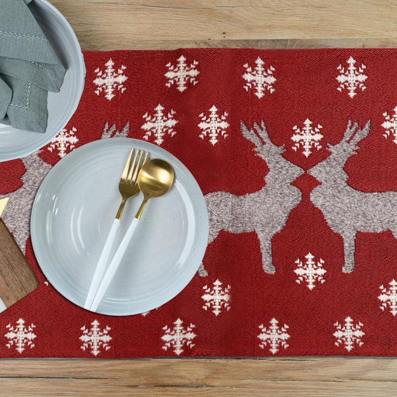 Buy Crimson Jacquard Woven Stag Table Runner Table Runner from Vaaree