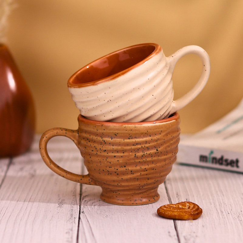 Buy Mayla Brown & Cream Cup (120 ML) - Set of Two Mug & Tea Cup from Vaaree