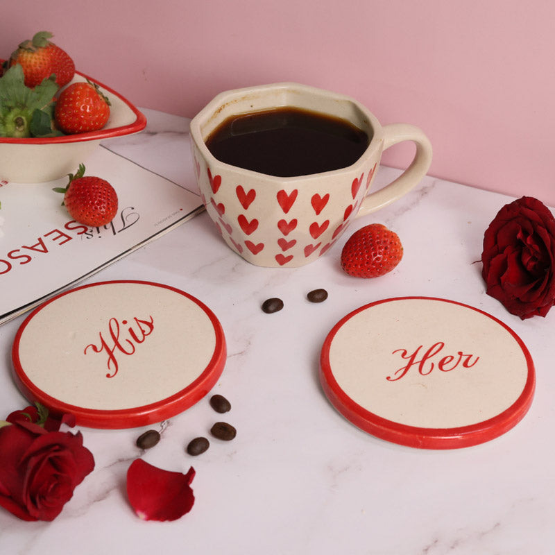 Buy Hearty Brewmance Cup & Coaster - Two Piece Set Mug & Tea Cup from Vaaree