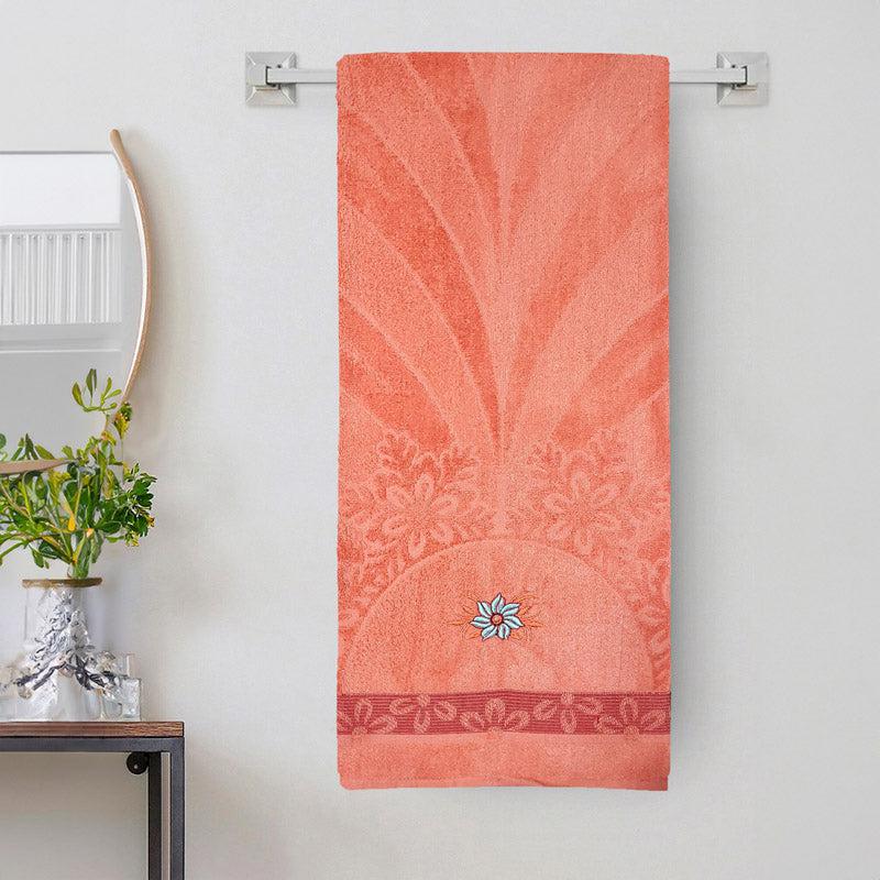 Buy Reto Flora Bath Towel - Orange Bath Towels from Vaaree