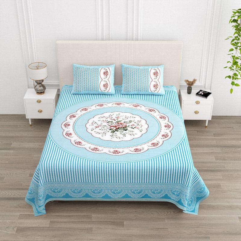 Buy Magnus Floral Bedsheet - Blue Bedsheets from Vaaree