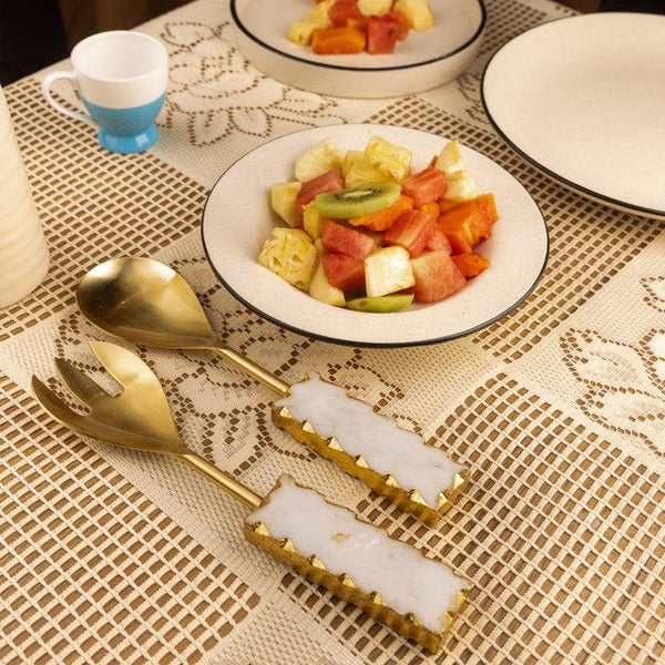 Buy Myle Salad Spoon & Fork (Gold) - Two Piece Set Salad Spoon from Vaaree